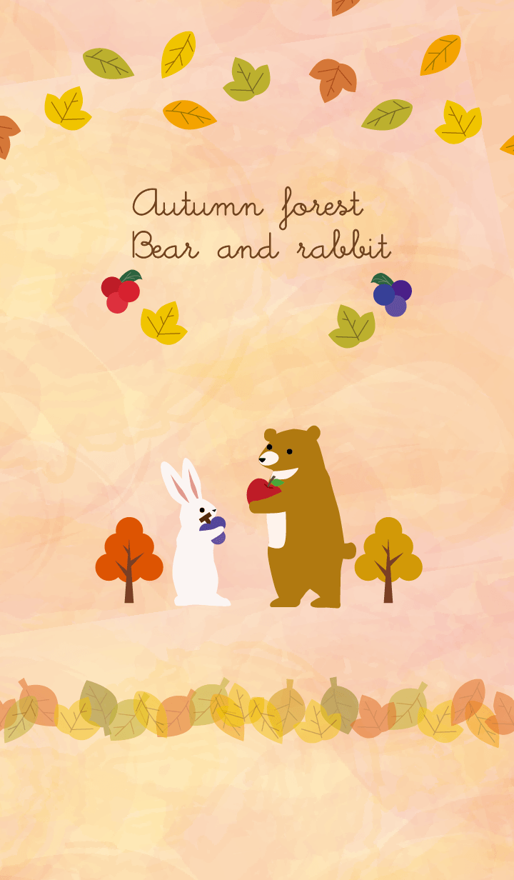 ธีมไลน์ Autumn forest Bear and rabbit